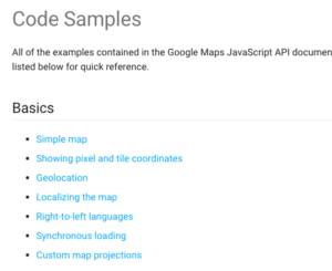 Google Maps has several Getting Started code samples for new developers