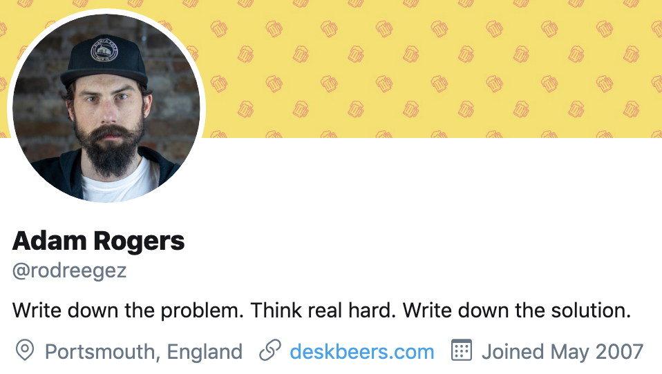 Adam Rogers bio: Write down the problem. Think real hard. Write down the solution.