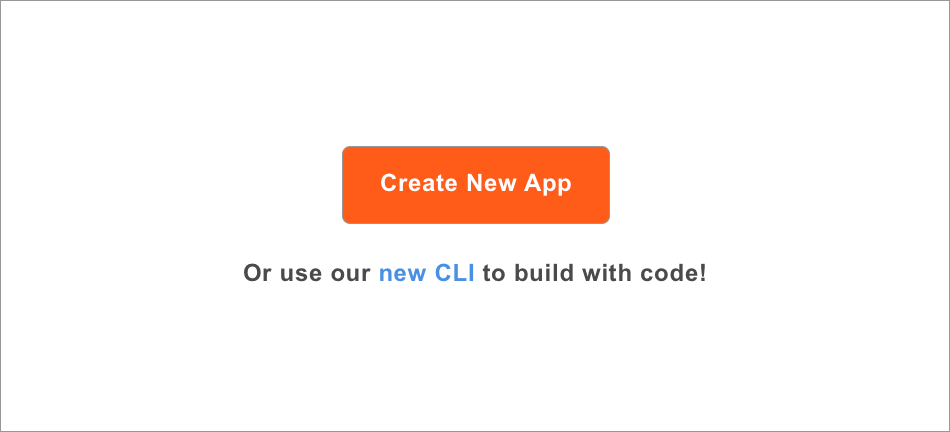 Create New App button with CLI text